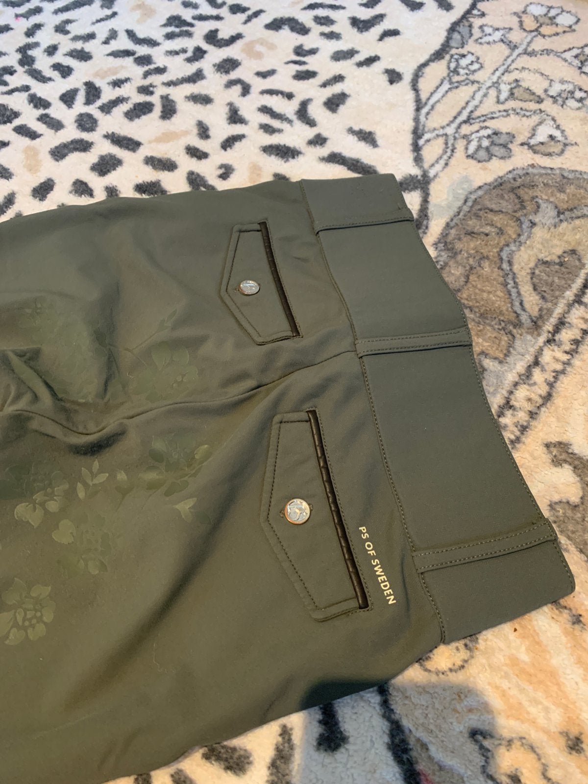 Ps of sweden donker mos groen 34/xs full seat zgan, Ophalen of Verzenden, Zo goed als nieuw, Dressuur, Bovenkleding