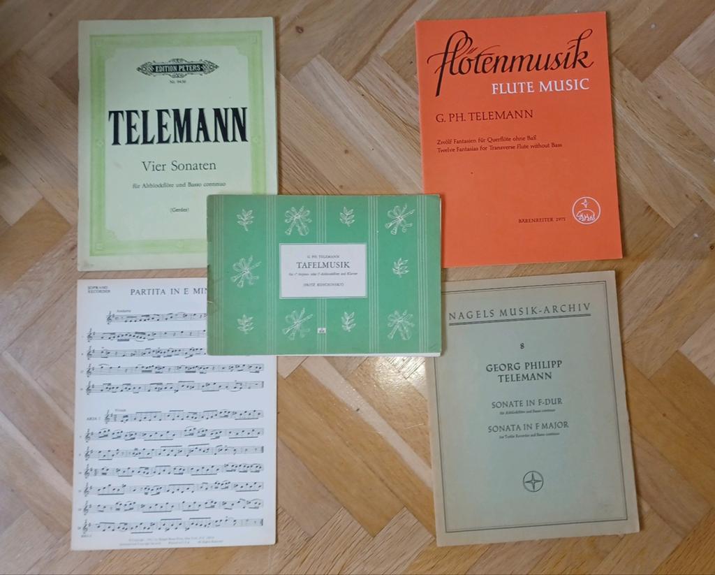 Mooie set met bladmuziek van Telemann, Gebruikt, Klassiek, Ophalen of Verzenden, Blokfluit