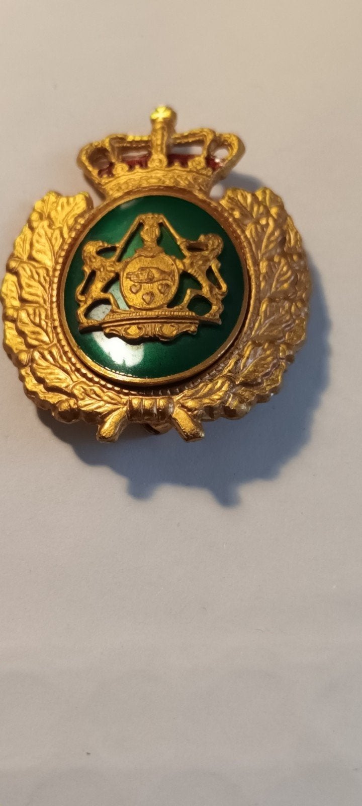 Vintage Speldje Kroon Leeuwen Groen Goud, Ophalen of Verzenden