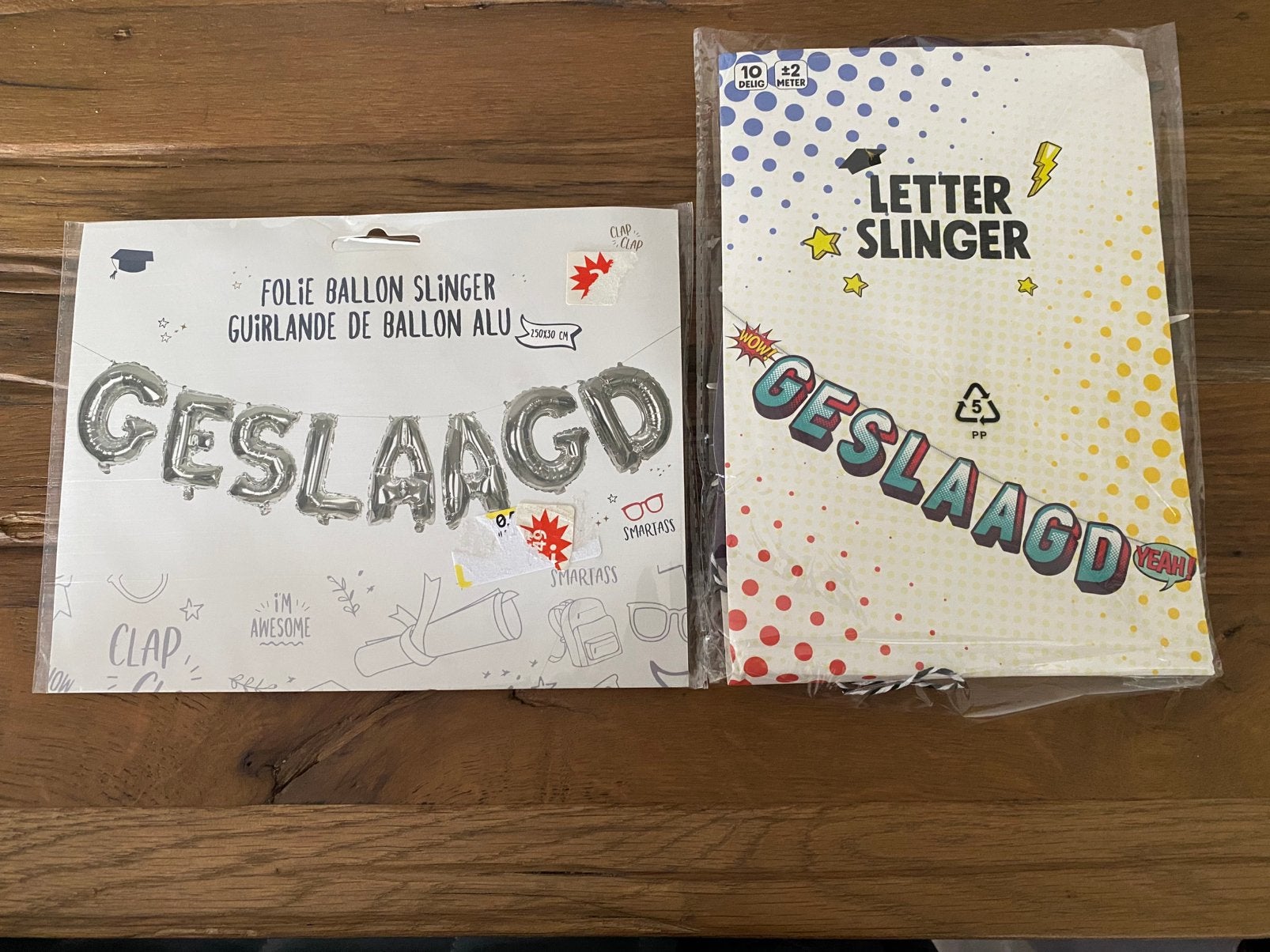 Geslaagd slinger en opblaas slinger nieuw, Ophalen, Zo goed als nieuw, Versiering, Verjaardag