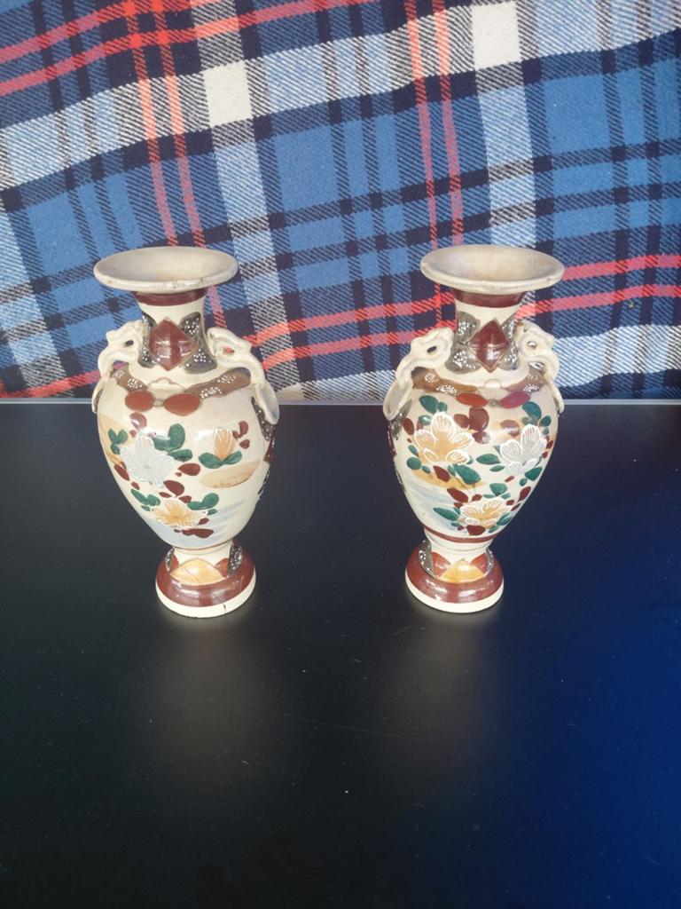 Originele antieke Satsuma vazen 28 cm, Ophalen of Verzenden, Keramiek of Aardewerk