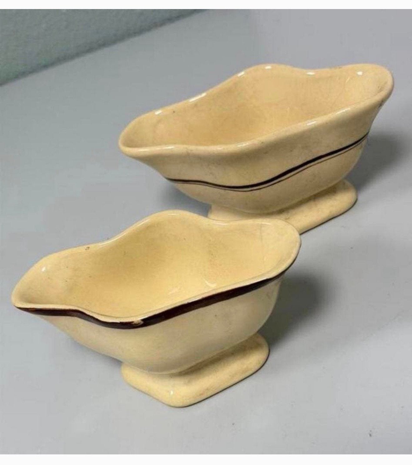 Vintage Belgische Aardewerk Sauskommen Gecremeerd Keramiek, Ophalen of Verzenden