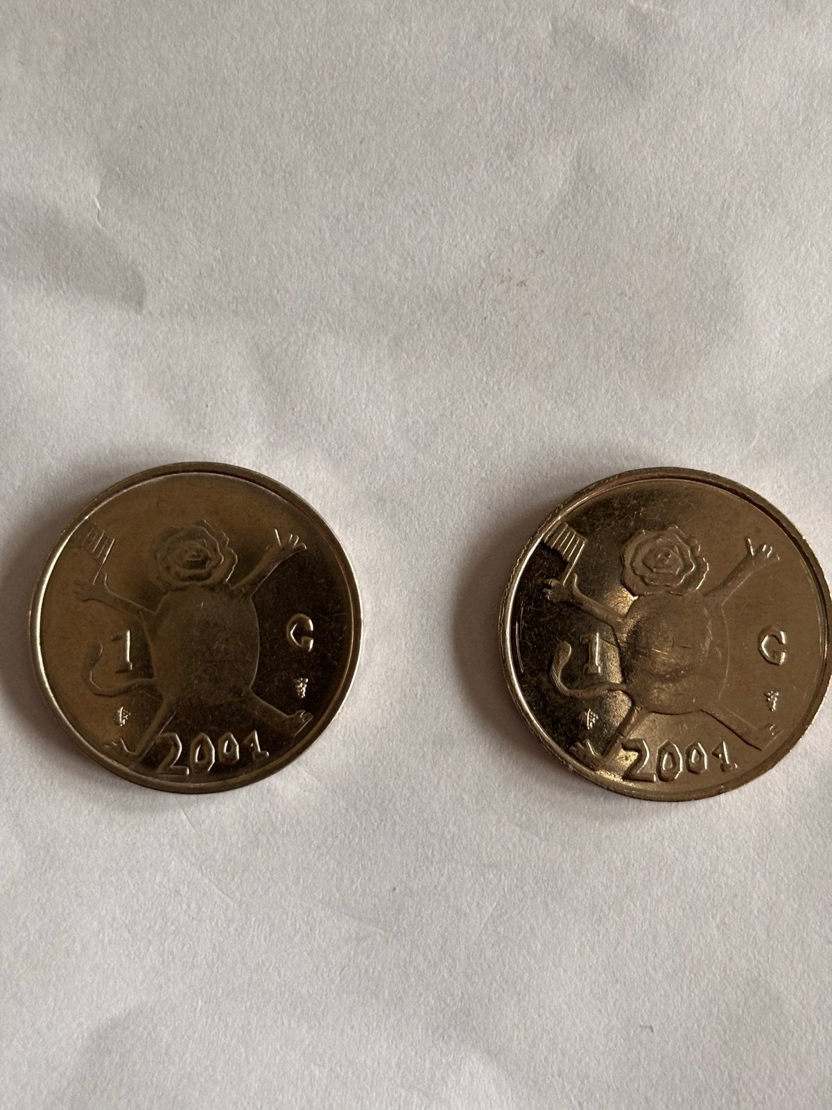2x 1 Gulden Koningin Beatrix 2001 (Aapje), Ophalen of Verzenden, Koningin Beatrix, 1 gulden, Losse munt