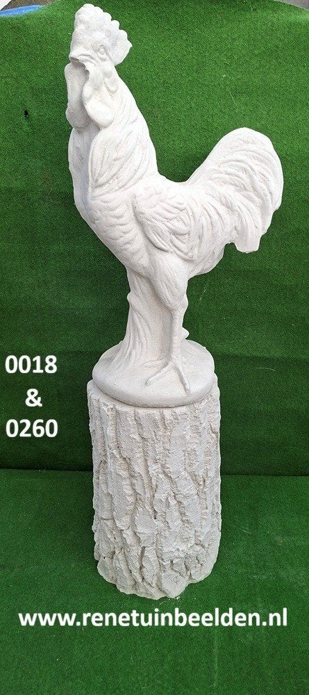 Haan met zuil boomstam. nr 0018 & 0260., Ophalen, Nieuw, Beton, Dierenbeeld