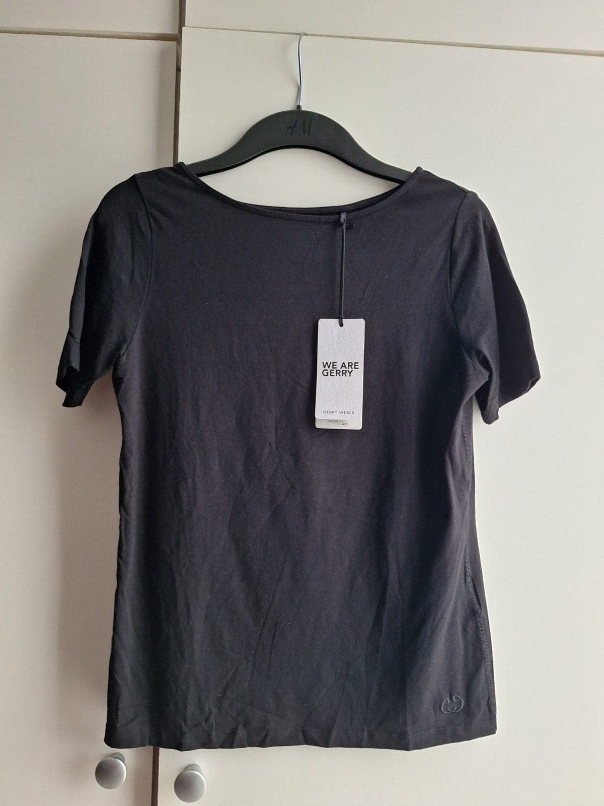 Gerry weber zwarte t-shirt van tencel en katoen maat S, Maat 38/40 (M), Verzenden, Zwart, Nieuw