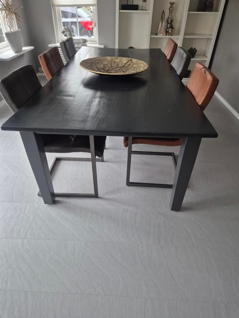 Mooie eiken zware tafel 265x120 cm, 200 cm of meer, Zo goed als nieuw, Rechthoekig, 50 tot 100 cm
