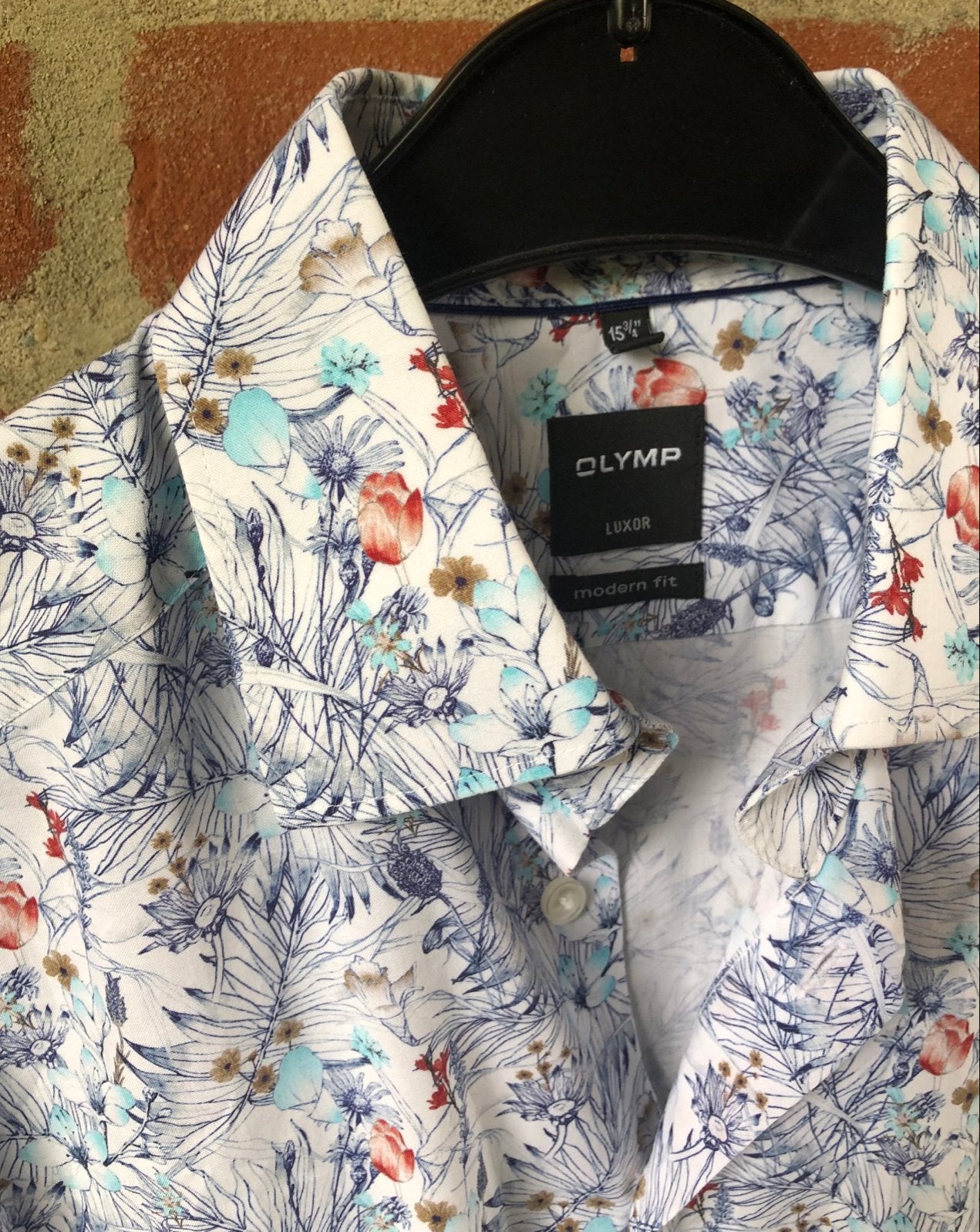 Olymp Luxor Modern Fit overhemd met bloemenprint Mt M, Ophalen of Verzenden, Zo goed als nieuw, Meerkleurig, Halswijdte 39/40 (M)