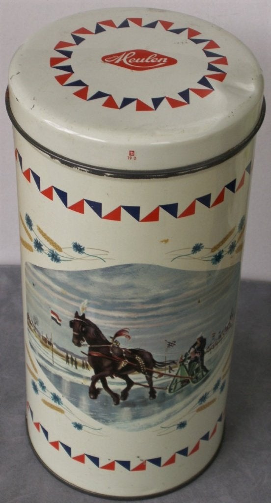 Vintage beschuitbus van der Meulen’s beschuit Hallum, Verzamelen, Ophalen of Verzenden, Zo goed als nieuw, Overige