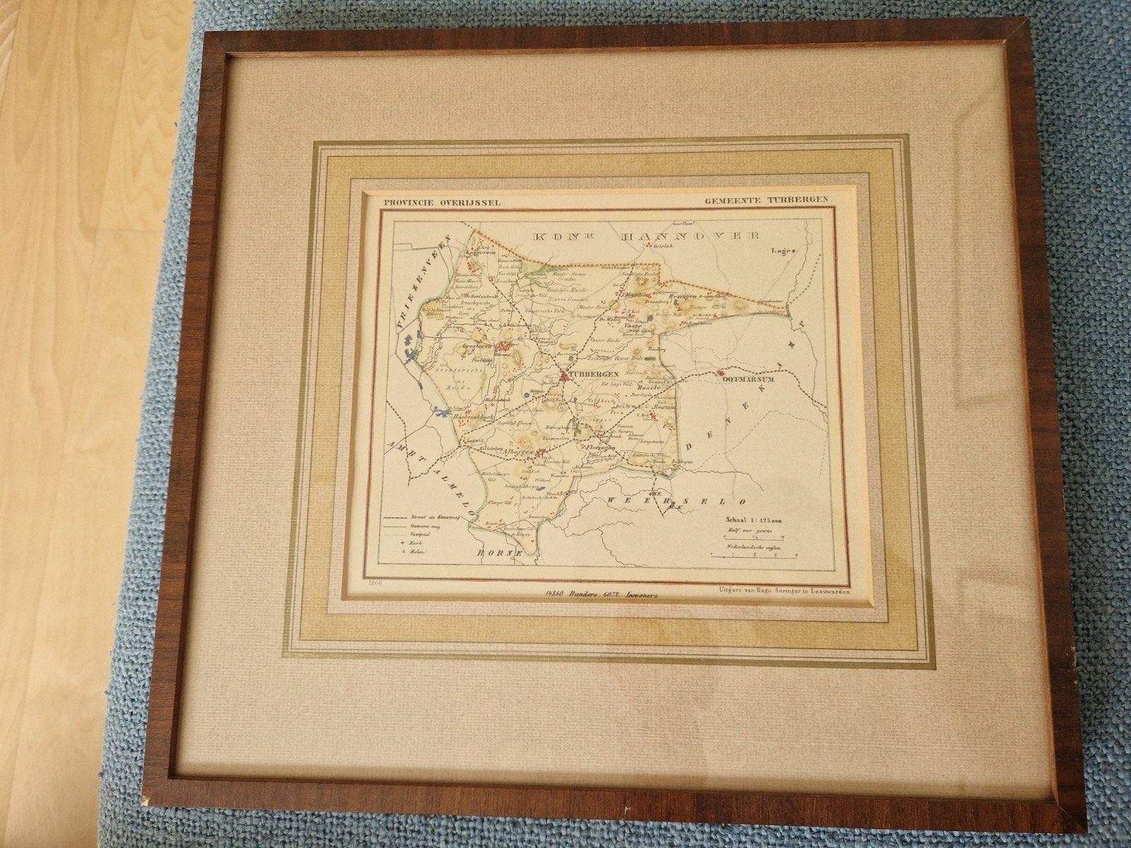 Originele lithografie 1866 gemeente Tubbergen, Ophalen of Verzenden