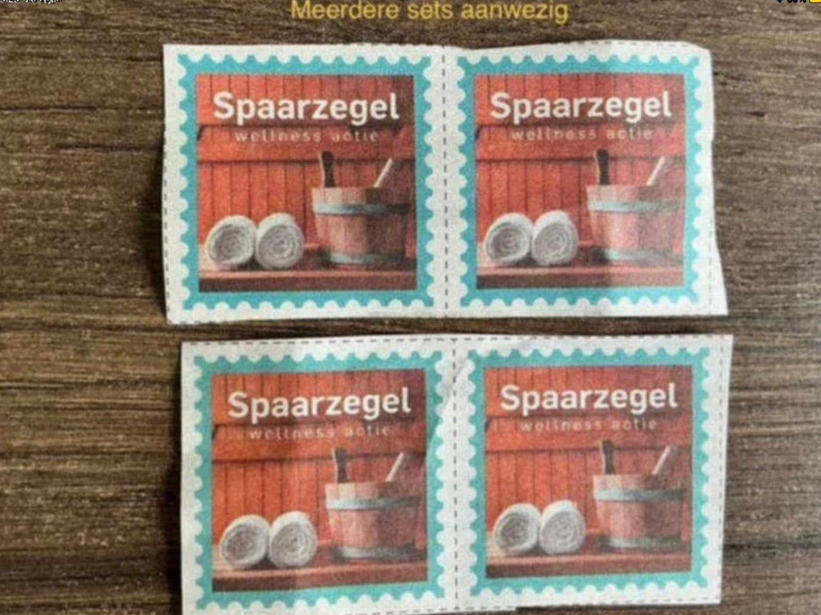 4 stuks Dagje Wellness - saunazegels = € 1,00 (KWF), Ophalen of Verzenden, Zegels, Bonnen of Punten