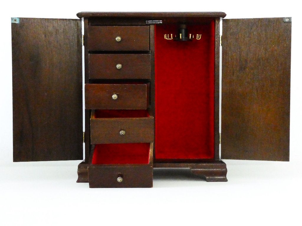 Vintage sieradenkastje / juwelen kabinet met 5 lades, Ophalen of Verzenden