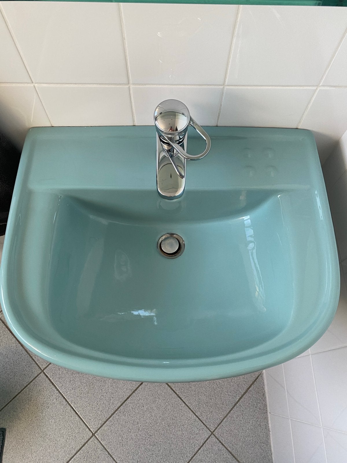 Sphinx Wastafel met kraan - Turquoise, Ophalen, Gebruikt, Chroom, Wastafel