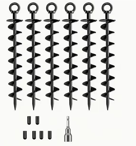 Grondankers - Set van 6 stuks - Zwart - 38cm, Ophalen of Verzenden, Nieuw