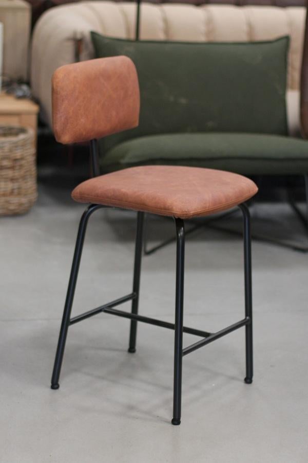 Luxe barstoel barkruk Zipp Jess Design metaal & leer bruin, Ophalen, 5 krukken of meer, Met voetsteun, 60 tot 90 cm