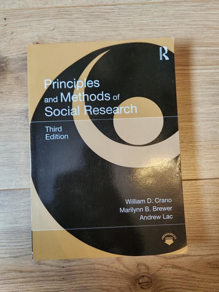 Principles and Methods of Social Research - 3rd Ed., Gelezen, Gamma, William D. Crano, Marilyn B. Brewer, Andrew Lac, HBO