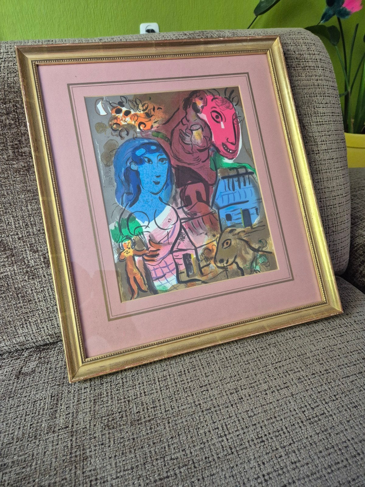 Ingelijste reproductie 'Hommage aan Chagall', Ophalen of Verzenden
