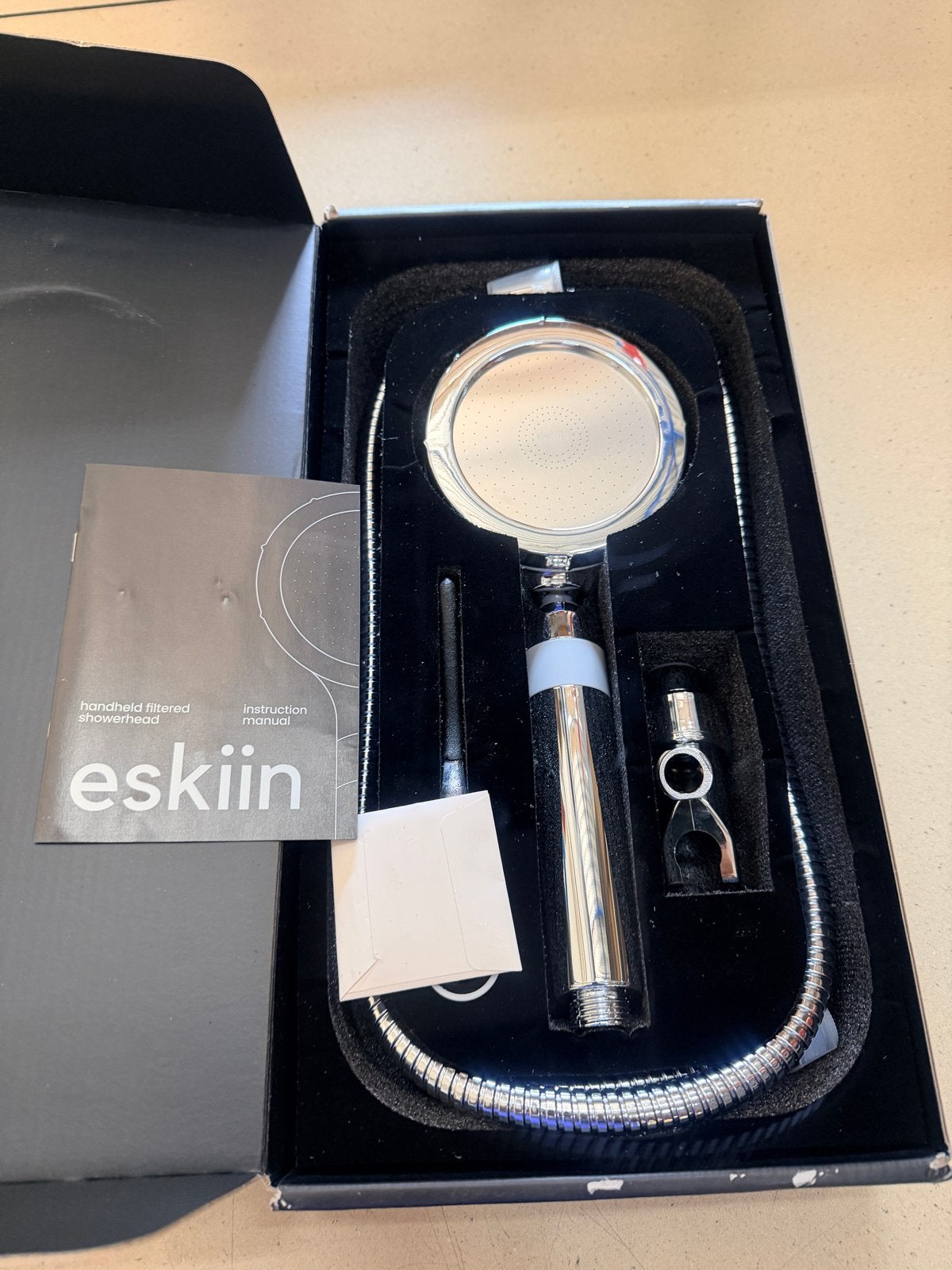 Eskiin gefilterde handdouchekop - Nieuw in doos, Ophalen of Verzenden, Nieuw, Chroom, Douche