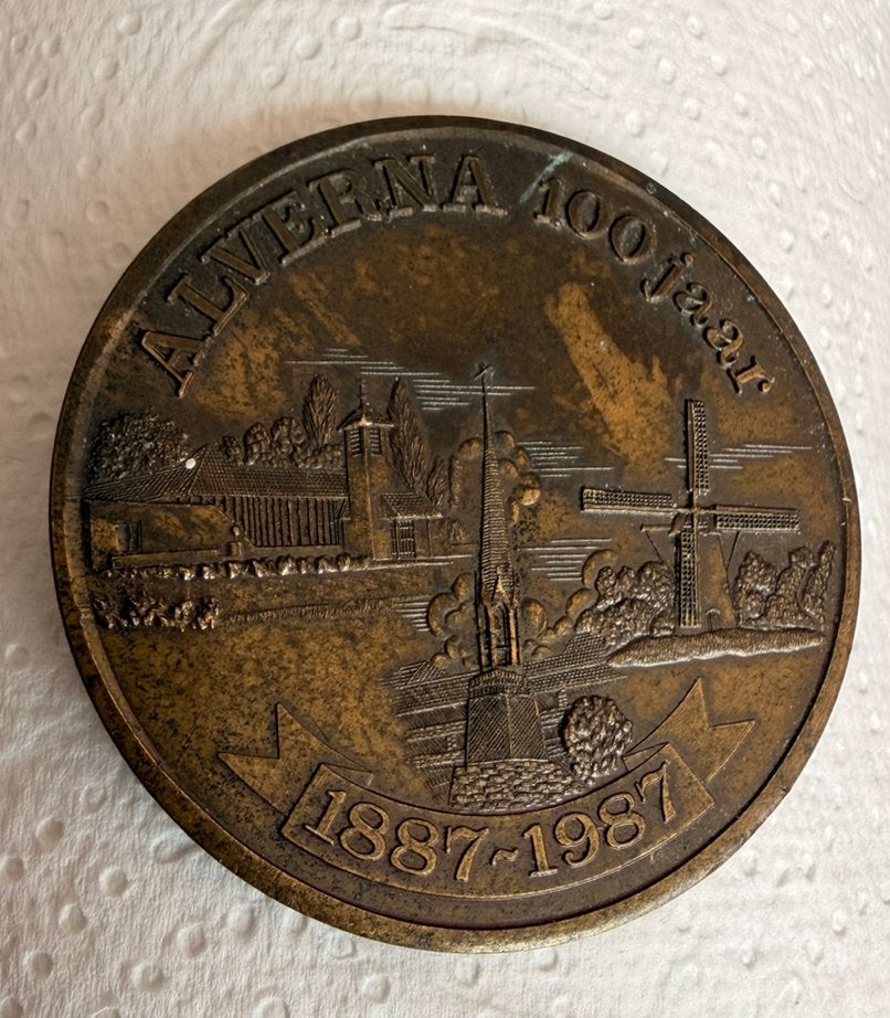Bronzen Alverna Herdenkingspenning 100 Jaar (1887-1987), Verzenden, Brons, Nederland