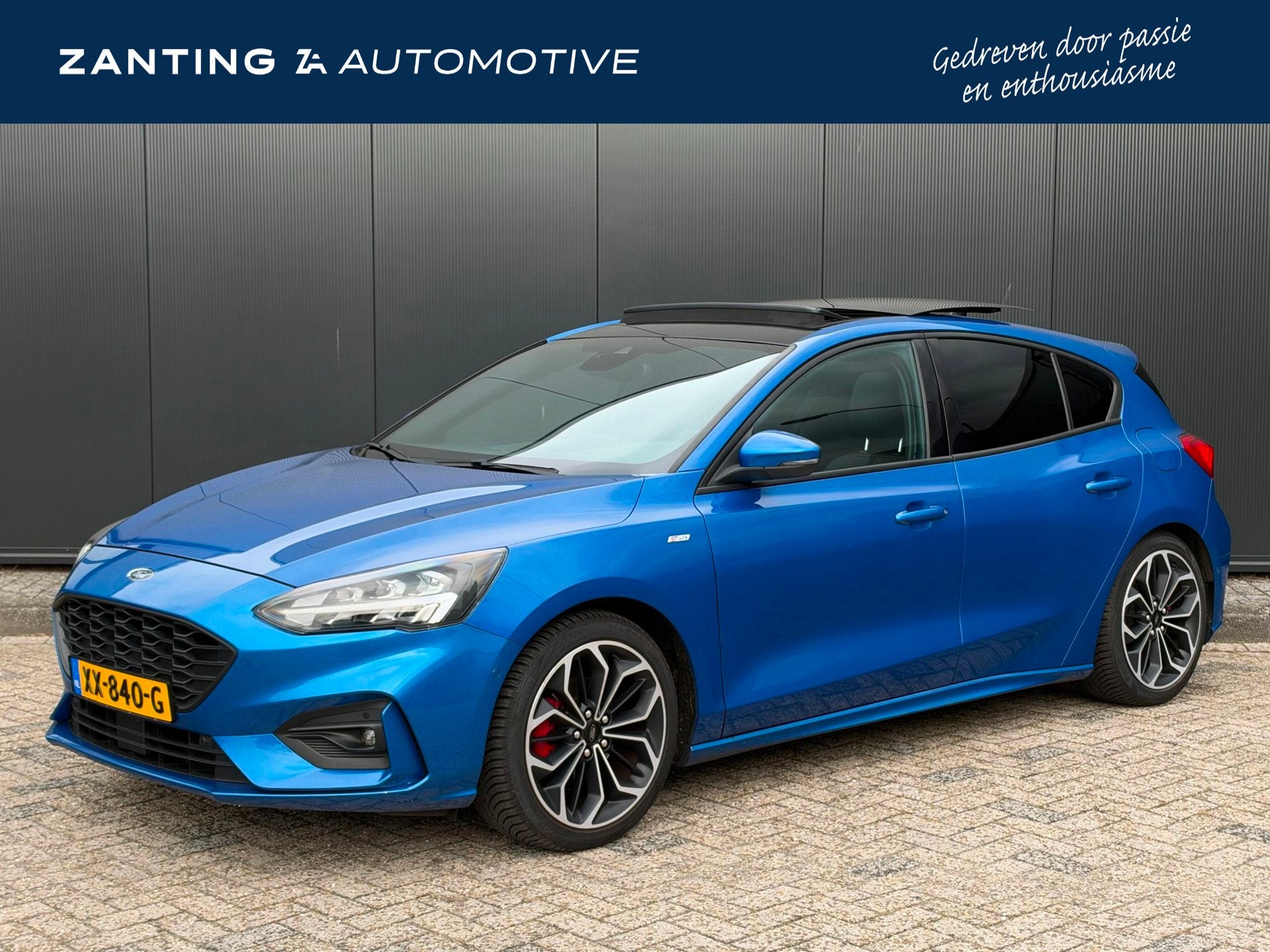 Ford Focus 1.0 E.B. ST Line Business | Pano-dak | 100% Deale, Dealer onderhouden, Gebruikt, Blauw, Verwarmde buitenspiegels