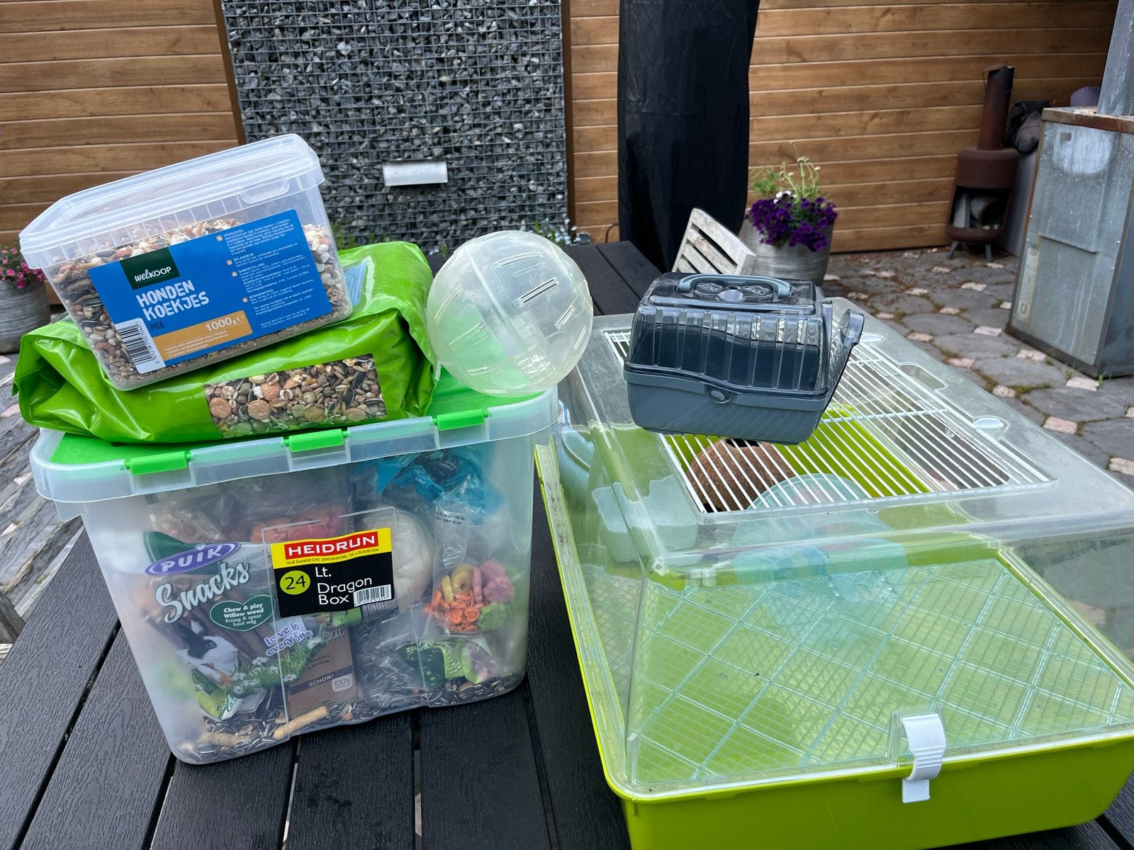 Hamsterkooi en voer. Transport box en toebehoren, Ophalen, Gebruikt, Transportkoffer of -box