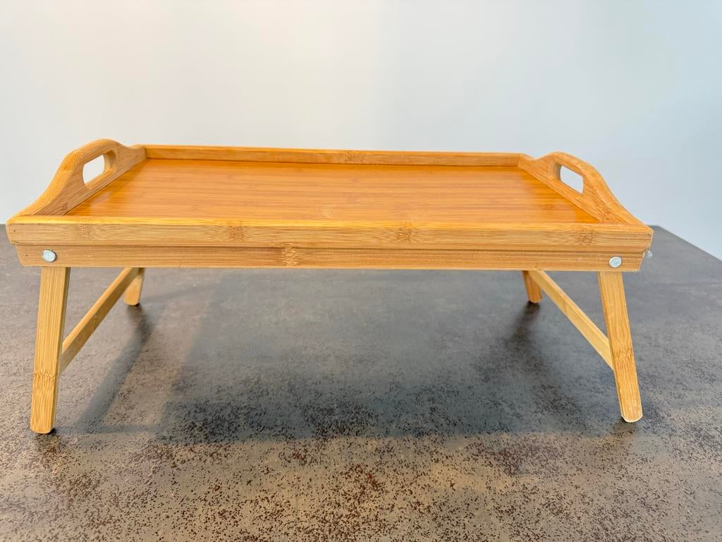 Houten dienblad met inklapbare pootjes, Huis en Inrichting, Woonaccessoires | Dienbladen, Ophalen, Gebruikt, Rechthoekig, Hout