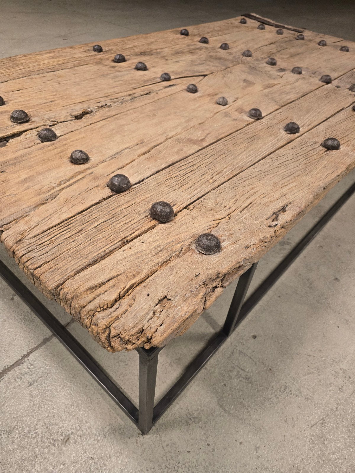 Oude indische deur salon tafel, Ophalen, Rechthoekig, 100 tot 150 cm, 50 tot 100 cm