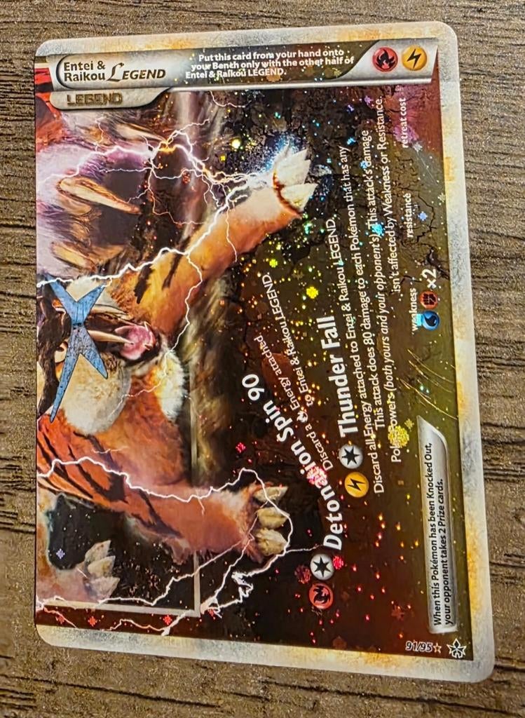 Pokémon Kaart: Entei & Raikou LEGEND (Foil) ruilen of bieden, Ophalen of Verzenden, Zo goed als nieuw, Losse kaart, Foil