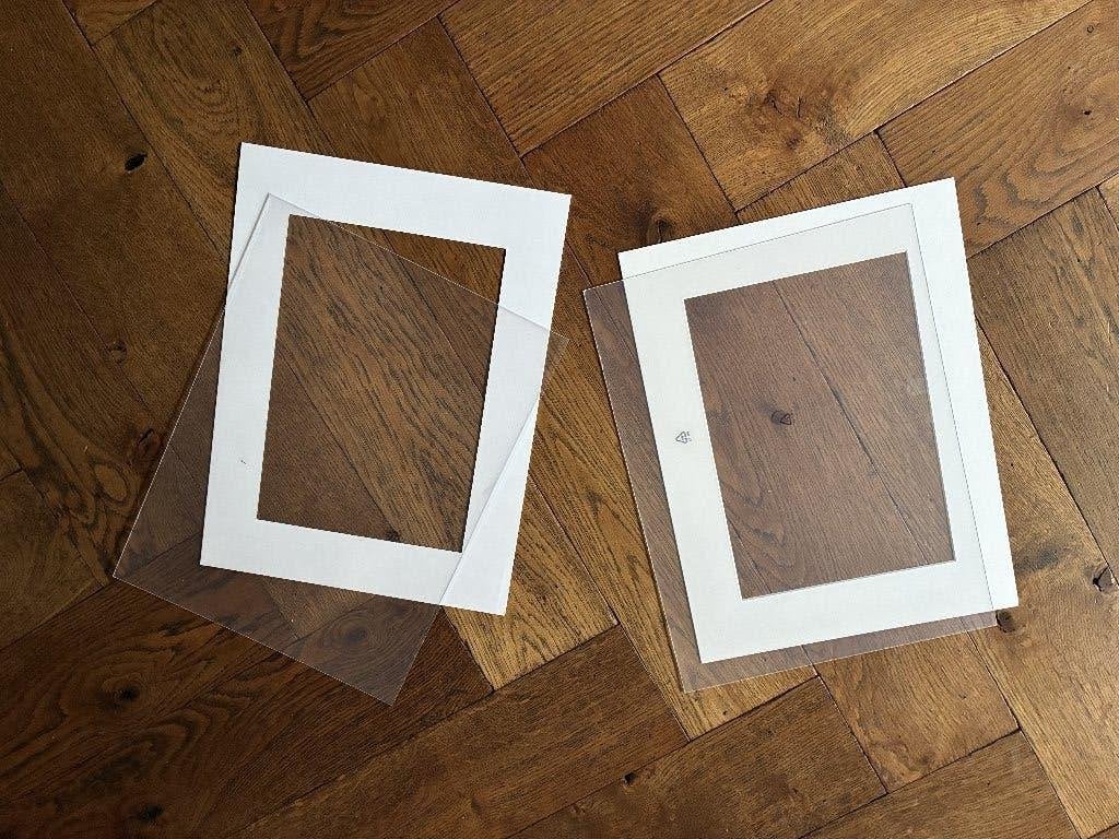2x passe partout met kunstof 'glazen' plaat, Ophalen of Verzenden, Zo goed als nieuw, 30 cm, 40 cm