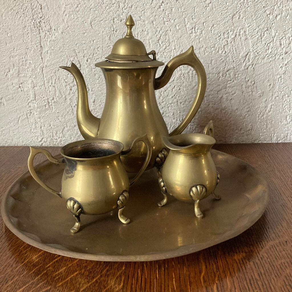 Vintage messing koper India E.P.N. koffieset, Ophalen of Verzenden, Koper