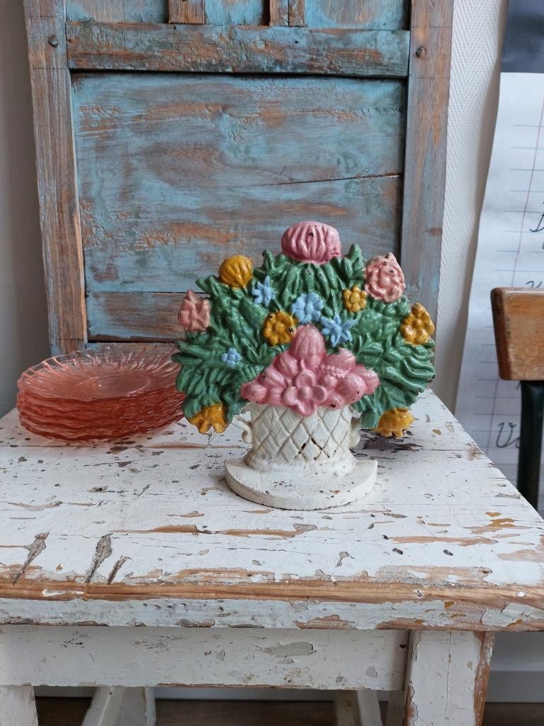 Pastelkleurige gietijzeren deurstopper, Ophalen of Verzenden