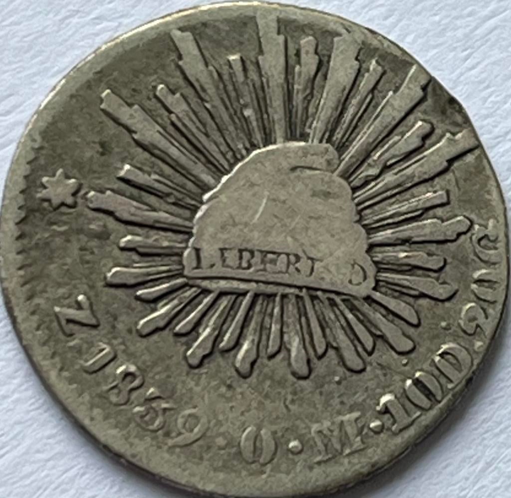 Mexico Zacatecas halve real 1839 OM, Ophalen of Verzenden, Noord-Amerika, Losse munt, Zilver