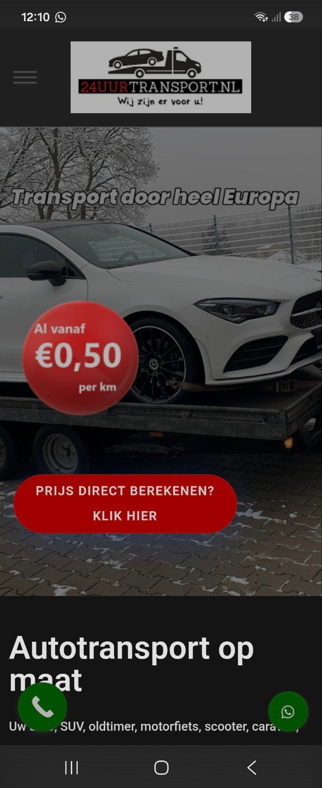 24/7 Sleepdienst, Takeldienst, Pechhulp, Autotransport Websi, Chauffeursdiensten