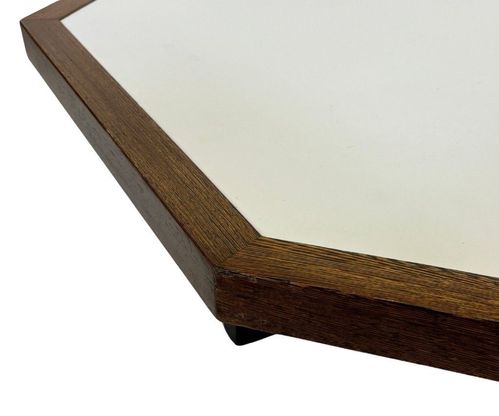 Vintage salontafel achthoek design jaren 70 wenge octagon, Gebruikt, 100 tot 150 cm, 50 tot 100 cm, Vintage salontafel