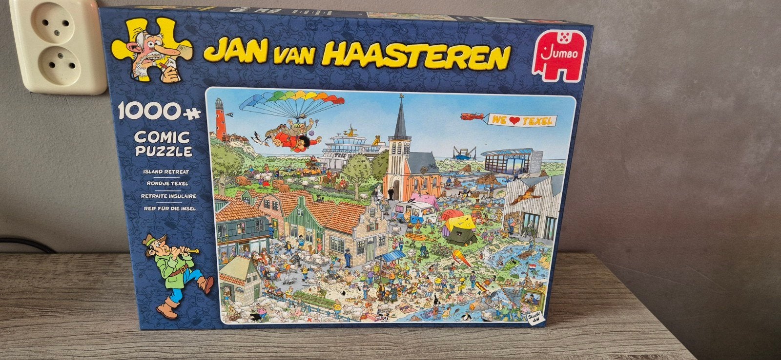 Lege doos van Jan van Haasteren (Rondje Texel 1000 stukjes), Ophalen of Verzenden, 500 t/m 1500 stukjes, Zo goed als nieuw, Overige typen