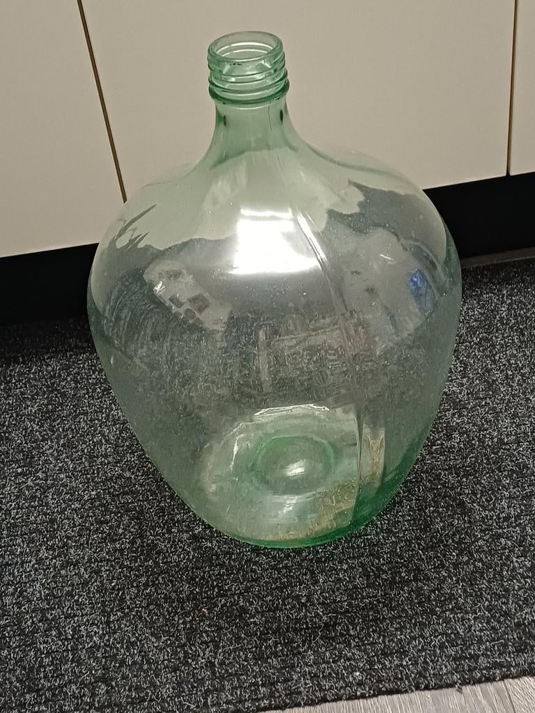 Grote glazen fles / mandfles / gistfles, Ophalen of Verzenden