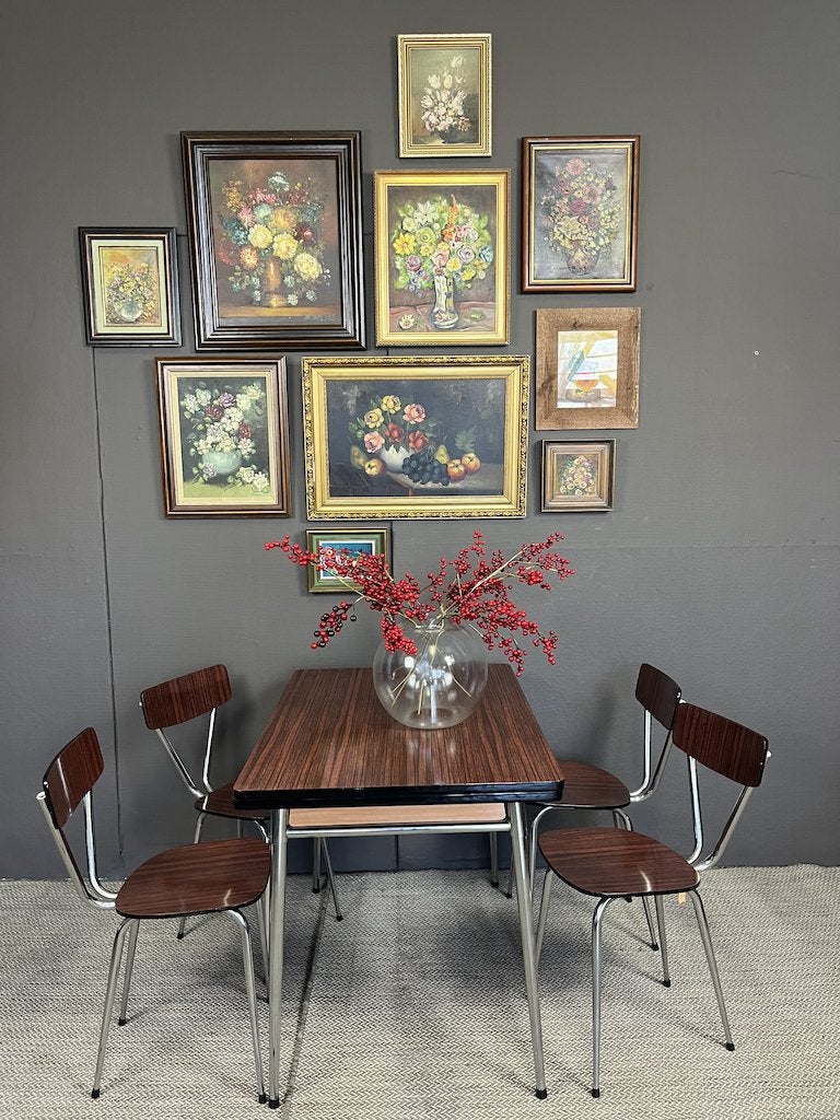 unieke collectie 9 Vintage bloemen schilderijen, Antiek en Kunst, Ophalen of Verzenden