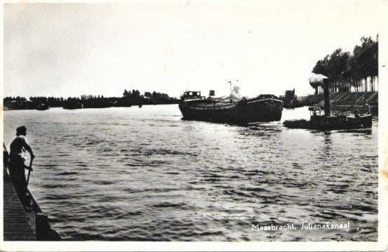 MAASBRACHT Julianakanaal scheepvaart binnenvaart sleepboot, Verzamelen, Verzenden, 1940 tot 1960, Gelopen, Limburg