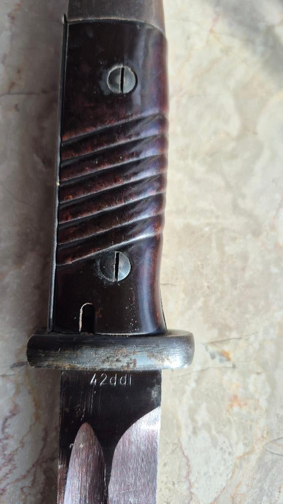 Wehrmacht/SS k98 bayonet ddl 1942 nummergelijk, Ophalen of Verzenden, Duitsland, Mes of Dolk