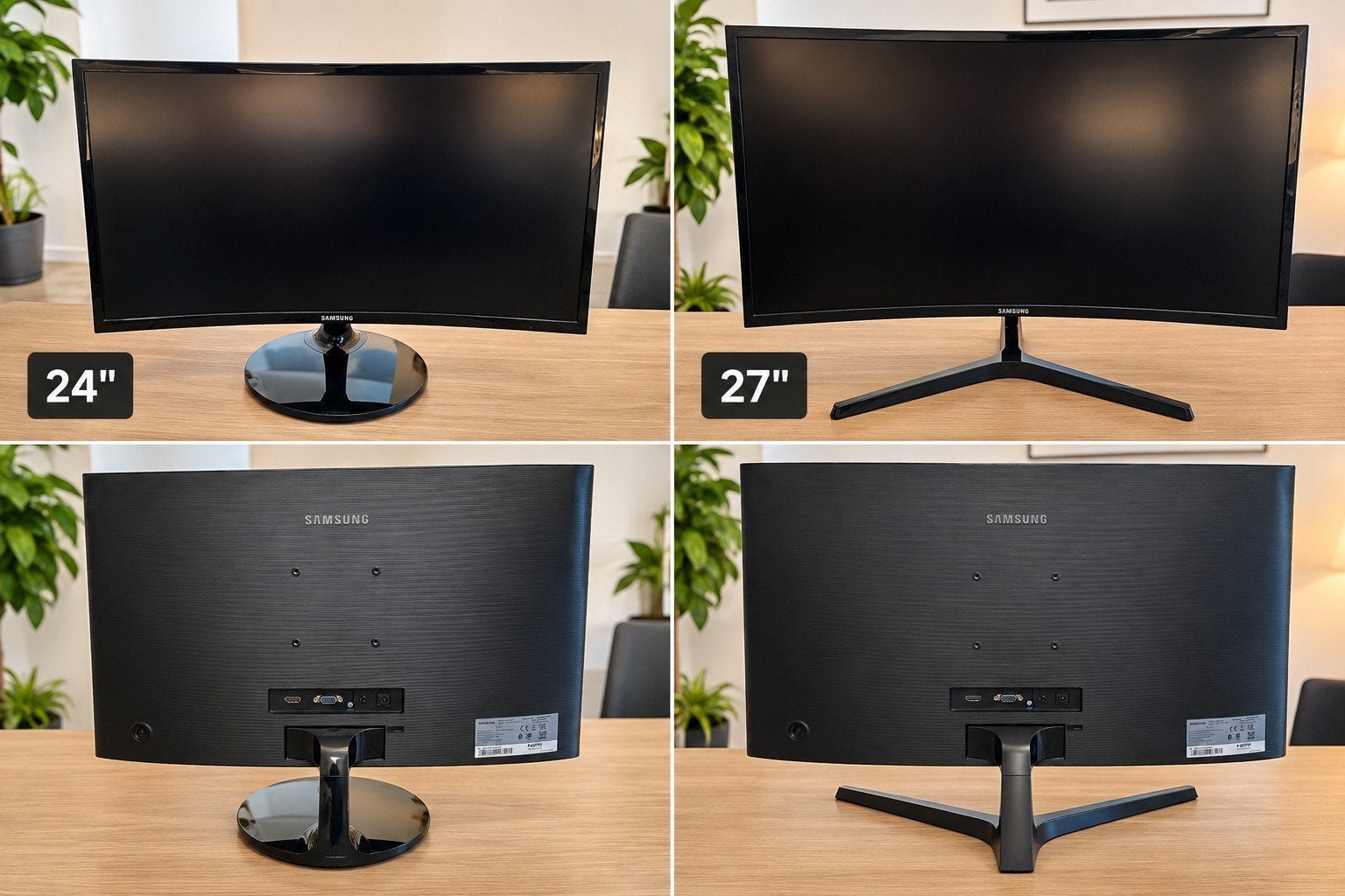2xSamsung Curved Monitor 24" & 27" - Full HD - 60Hz, Computers en Software, Ophalen, HDMI, Curved, Full HD