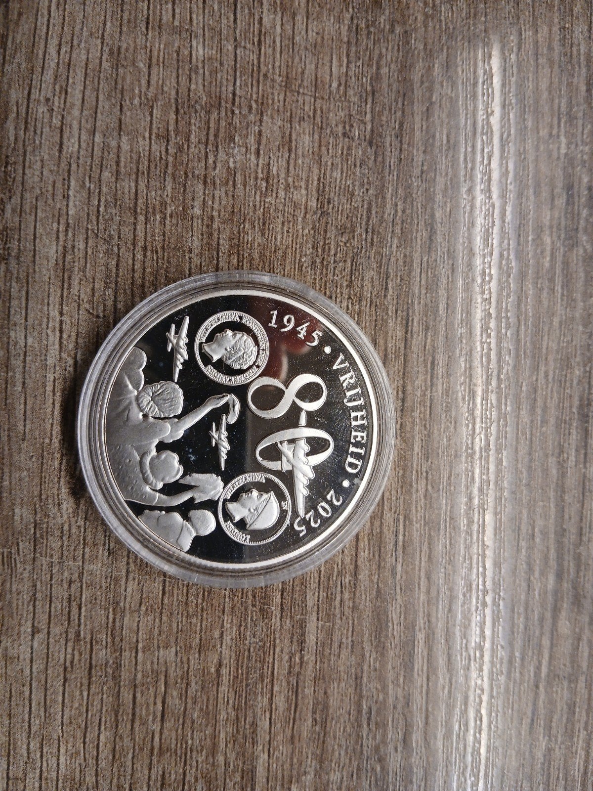 Zilveren Herdenkingsmunt 80 Jaar Vrijheid 1945-2025, Zilver, Koningin Wilhelmina, Losse munt, Overige waardes