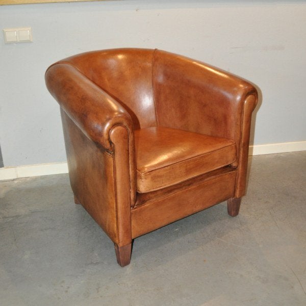 Nieuwe schapenleren clubfauteuil Tower, Ophalen of Verzenden, Nieuw, 75 tot 100 cm, Leer
