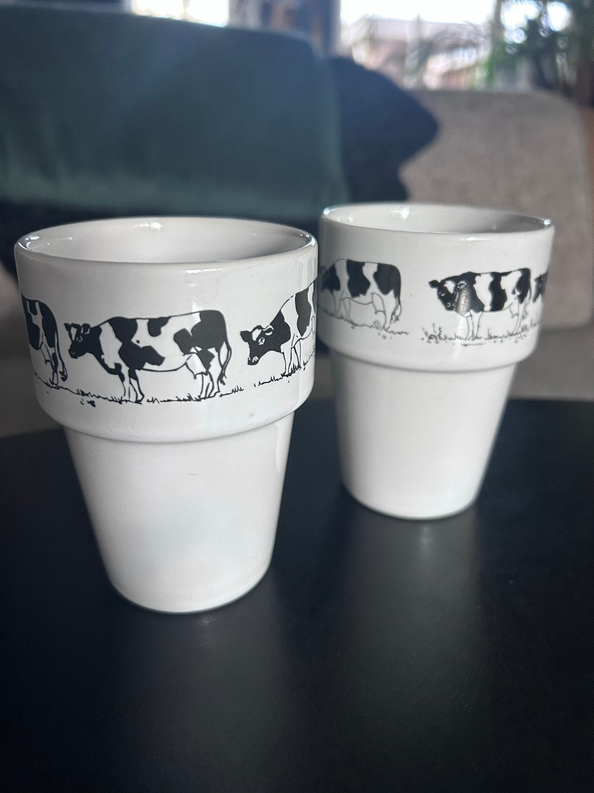2 Melkbekers met Koeienprint koe mok beker, Overige typen, Ophalen of Verzenden, Zo goed als nieuw, Steen/keramiek