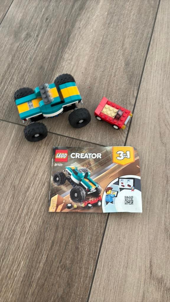 Lego truck met kleine botsauto, Ophalen of Verzenden, Zo goed als nieuw