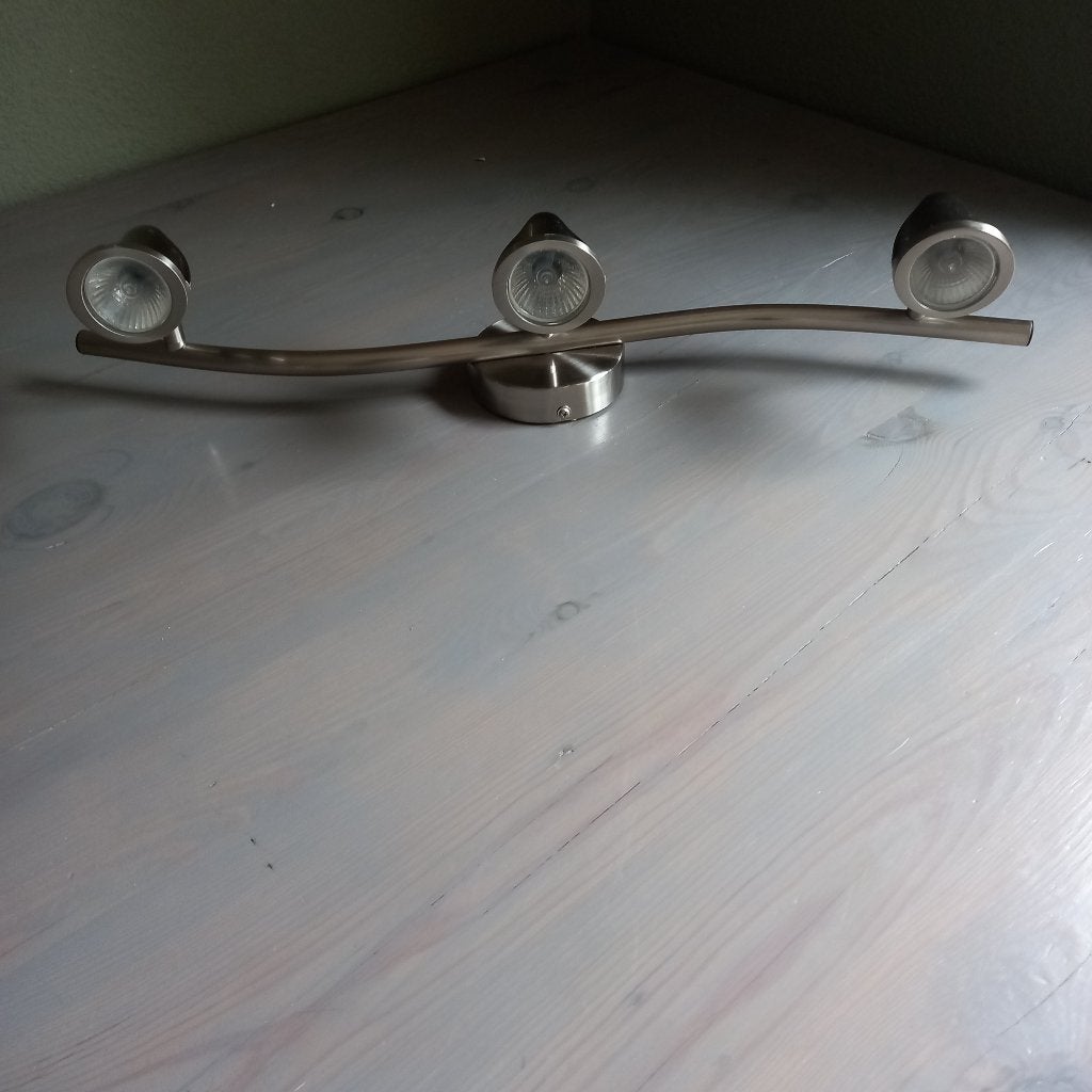 RVS plafond/muurlamp 3 verstelbare spots, Huis en Inrichting, Lampen | Spots, Ophalen, GU10, Plafondspot of Wandspot, Overige materialen