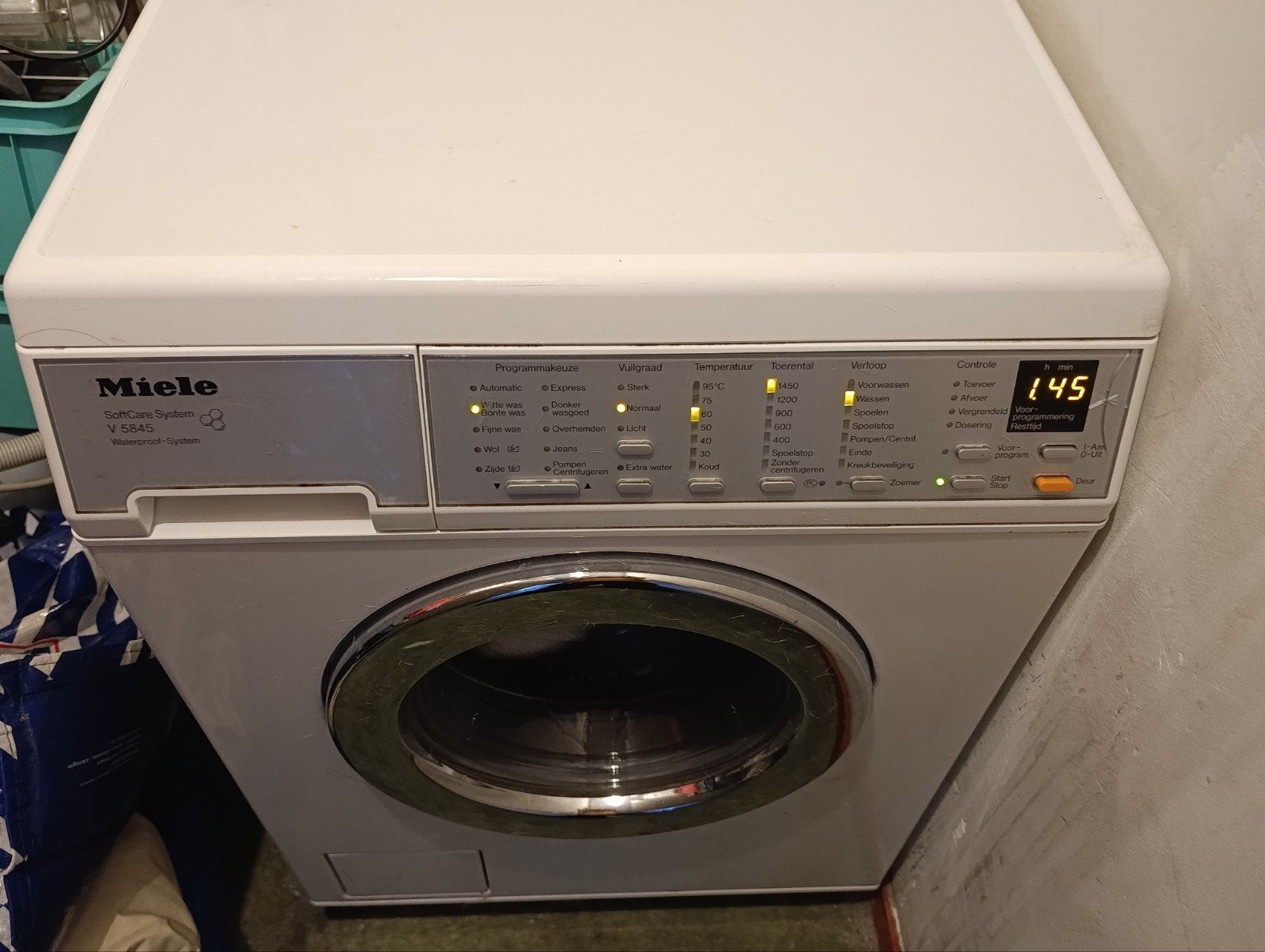 Miele SoftCare System V 5845 Wasmachine, Ophalen, Gebruikt, Voorlader, Kort programma