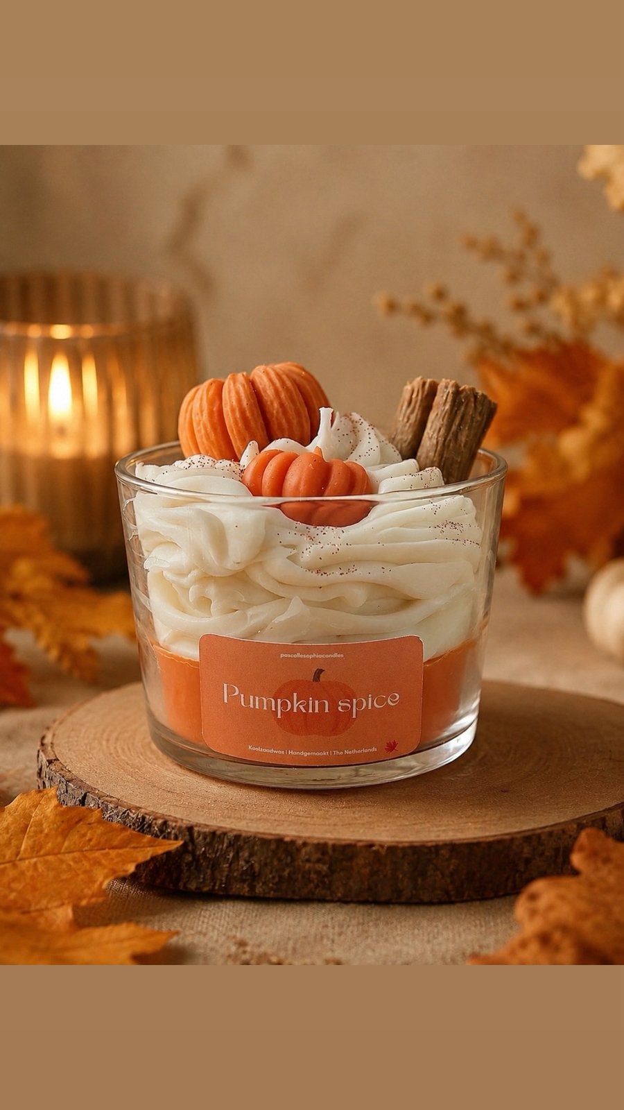 Pumpkin spice dessert candle, Pascallesophiacandles, Pascallesophiacandles.com, Nieuw, Ophalen of Verzenden
