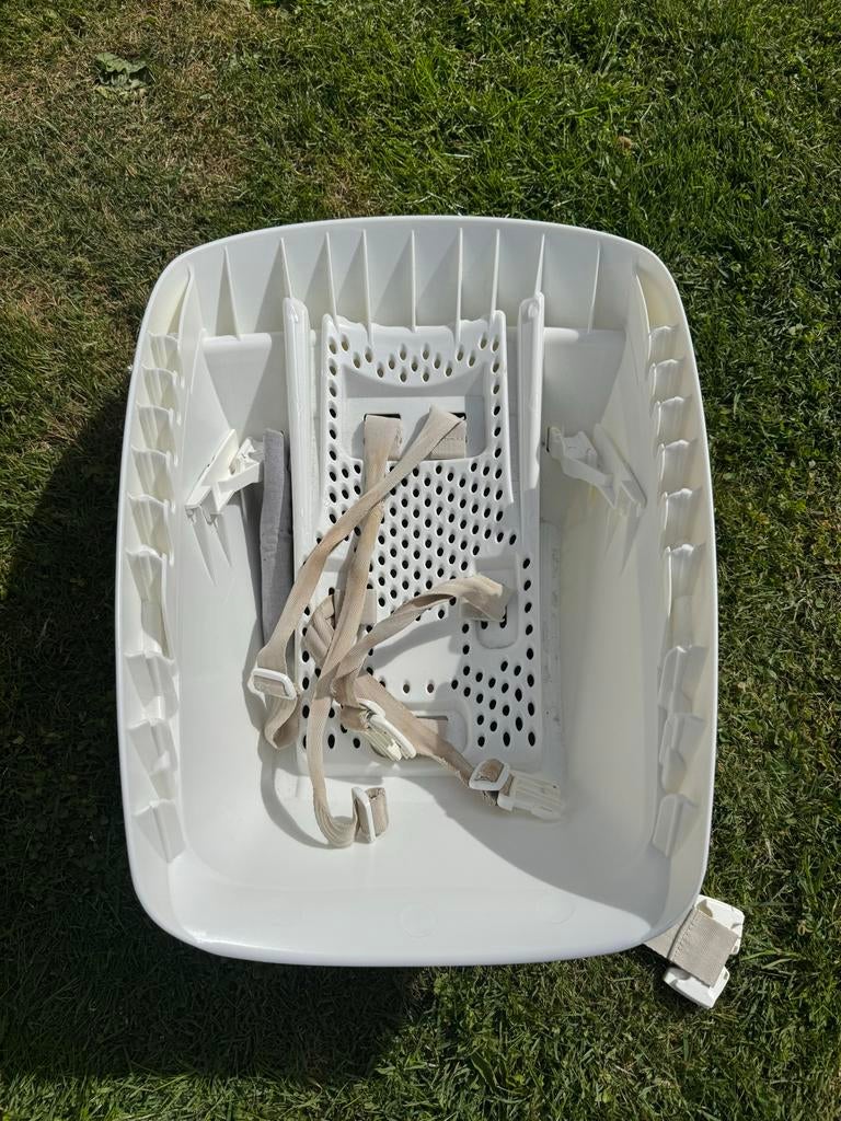 Stokke Tripp Trapp Newborn Set - Wit met grijze bekleding, Ophalen of Verzenden, Gebruikt, Meegroeistoel, Gordel(s)