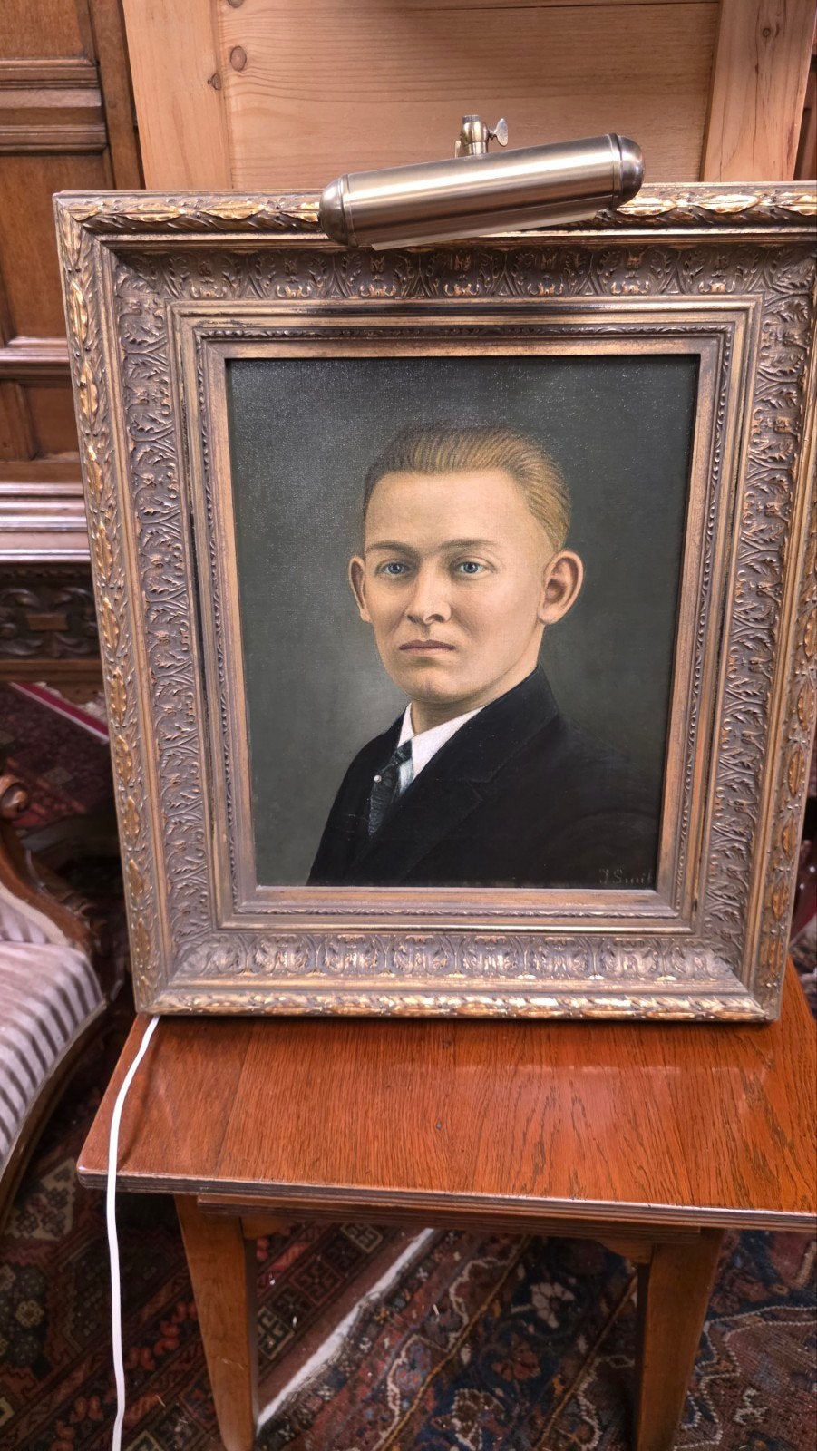 Groot antiek portret schilderij, Ophalen