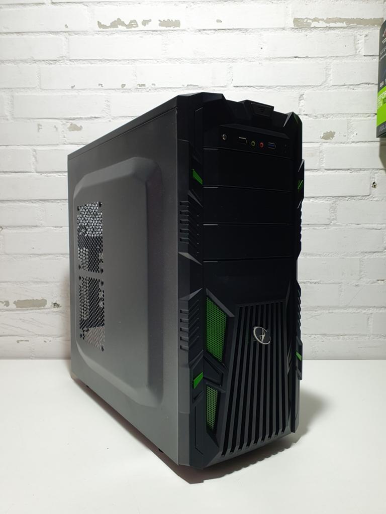 Gaming PC behuizing — zwart/groen — Mid Tower ATX, Computers en Software, Computerbehuizingen, ., Ophalen of Verzenden, Zo goed als nieuw