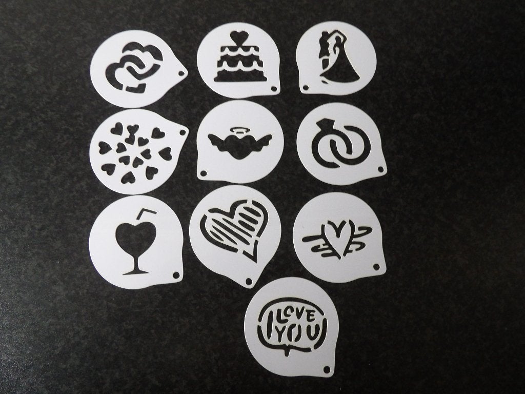 nieuw 10x sjablonen liefde - trouwen 6.5 cm, Ophalen of Verzenden, Nieuw, Taarten of Cupcakes, Versiering